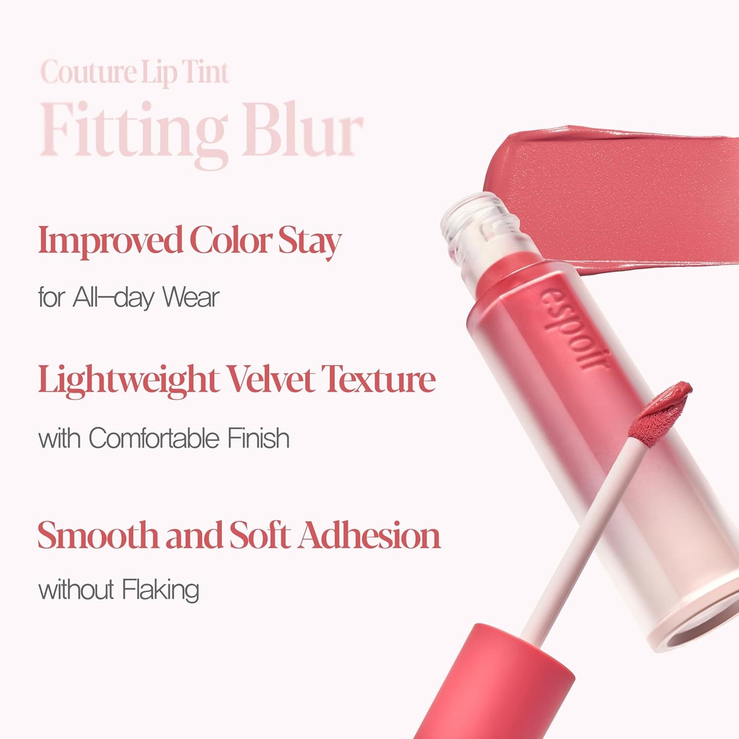 Espoir Couture Lip Tint Fitting Blur #3 Sour Peach 0.14oz | Soft and Creamy Color for Blurry Lip Look | Smudge-Proof Fixing Lip Stain | Lightweight and Comfortable Matte Finish
