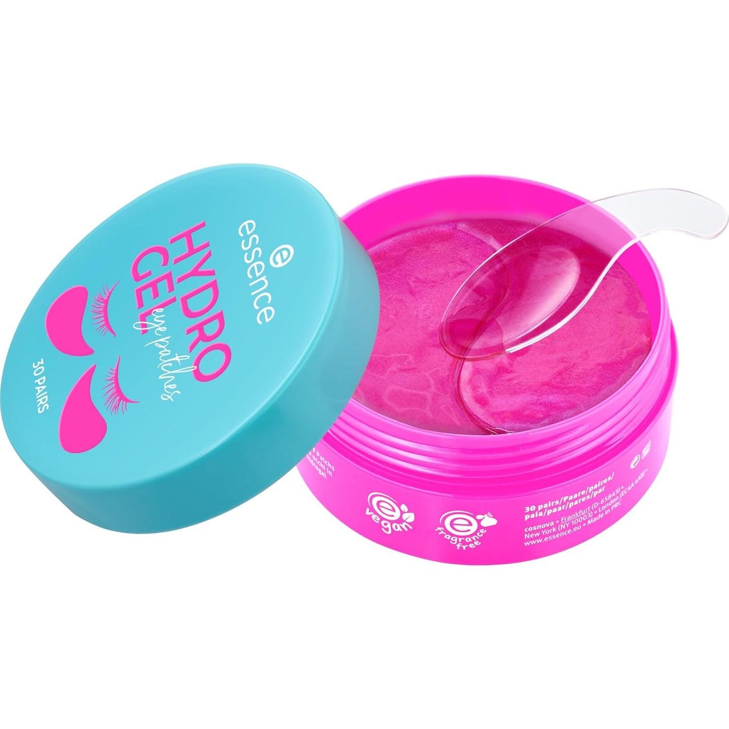 essence | Hydro Gel Eye Patches | 30 Pairs Infused with Hyaluronic Acid & Vitamin C | Moisturizing & Brightening | Vegan & Cruelty Free