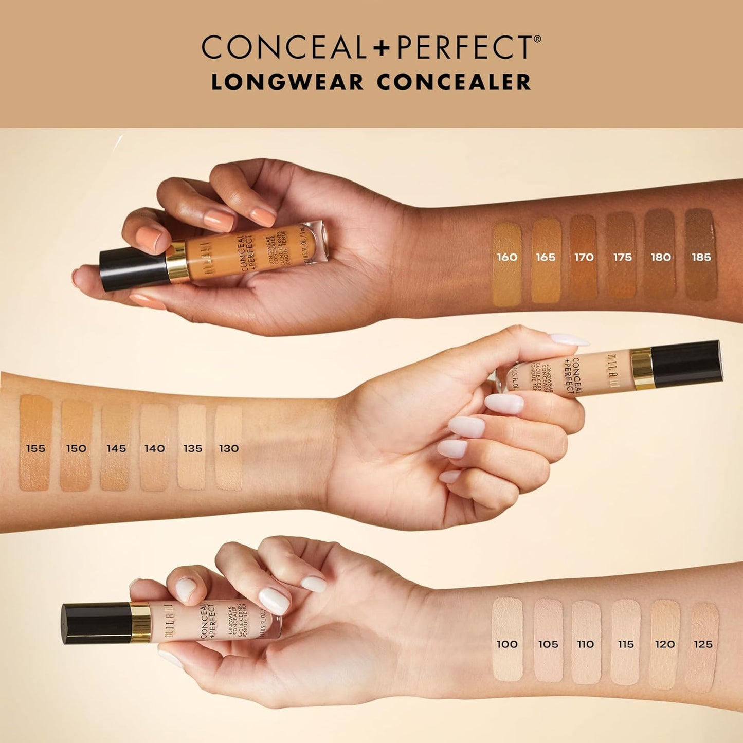 Milani Conceal + Perfect Longwear Concealer - Deep Tan (0.17 Fl. Oz.) Vegan, Cruelty-Free Liquid Concealer - Cover Dark Circles, Blemishes & Skin Imperfections for Long-Lasting Wear
