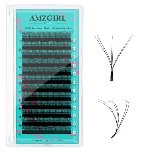 Lash Extensions Cashmere Volume Lash Extensions,6DW Premade Eyelashes Rapid Blooming Volume Eyelash Extension Mixed Tray/Single Length C D Curl for Lash Technicians(15mm)