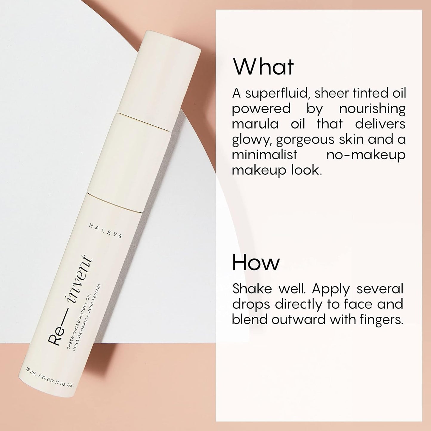 HALEYS Re-invent Sheer Tinted Marula Oil (Light/Medium Warm), Skin Tint, Tinted BB Moisturizer, Tinted Foundation, Face Oil, Hydrate Skin, Flexible Shades, Low to Med Coverage, For All Skin Types