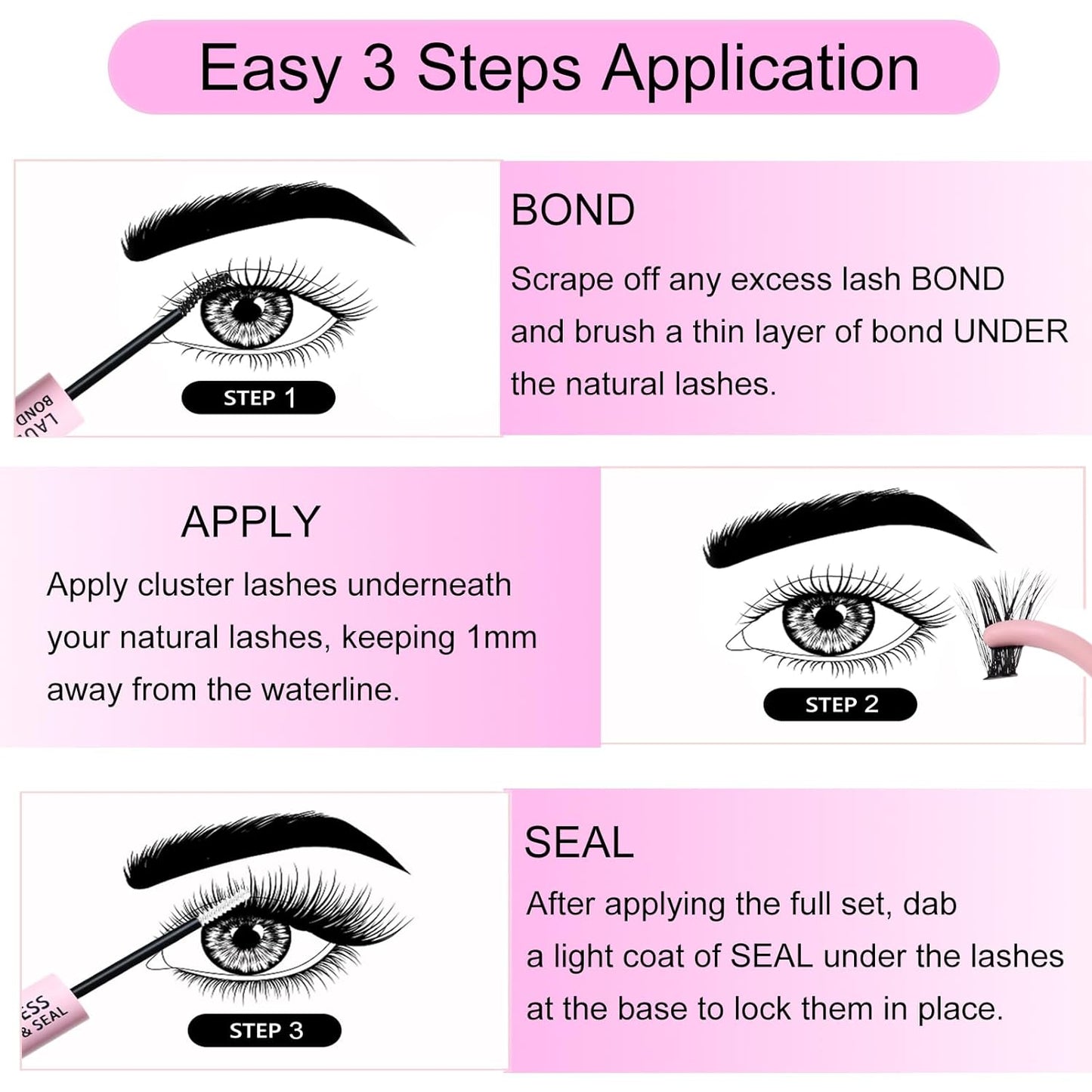 Lash Clusters Kit LAUBESS DIY Lash Extension Kit Lash Bond and Seal Waterproof Lash Glue Remover Tweezers Brush Cluster Eyelash Extensions Kit Eyelash Clusters (Kit 30D/40D-D-Mix14-18)