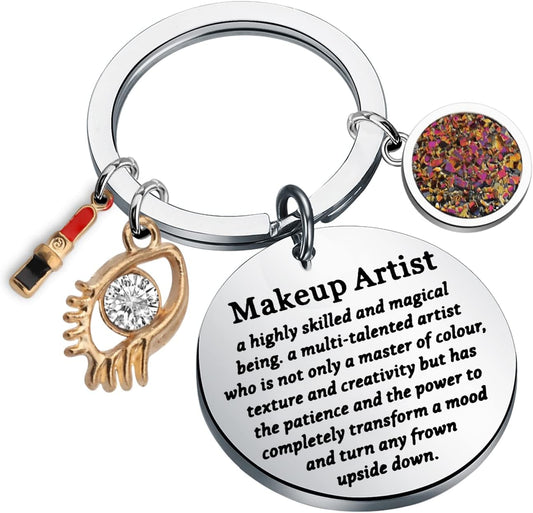 Makeup Artist Keychain Esthetician Gift Beauty Salon Jewelry for Woman Girl Beautician Gift for Makeup Lover