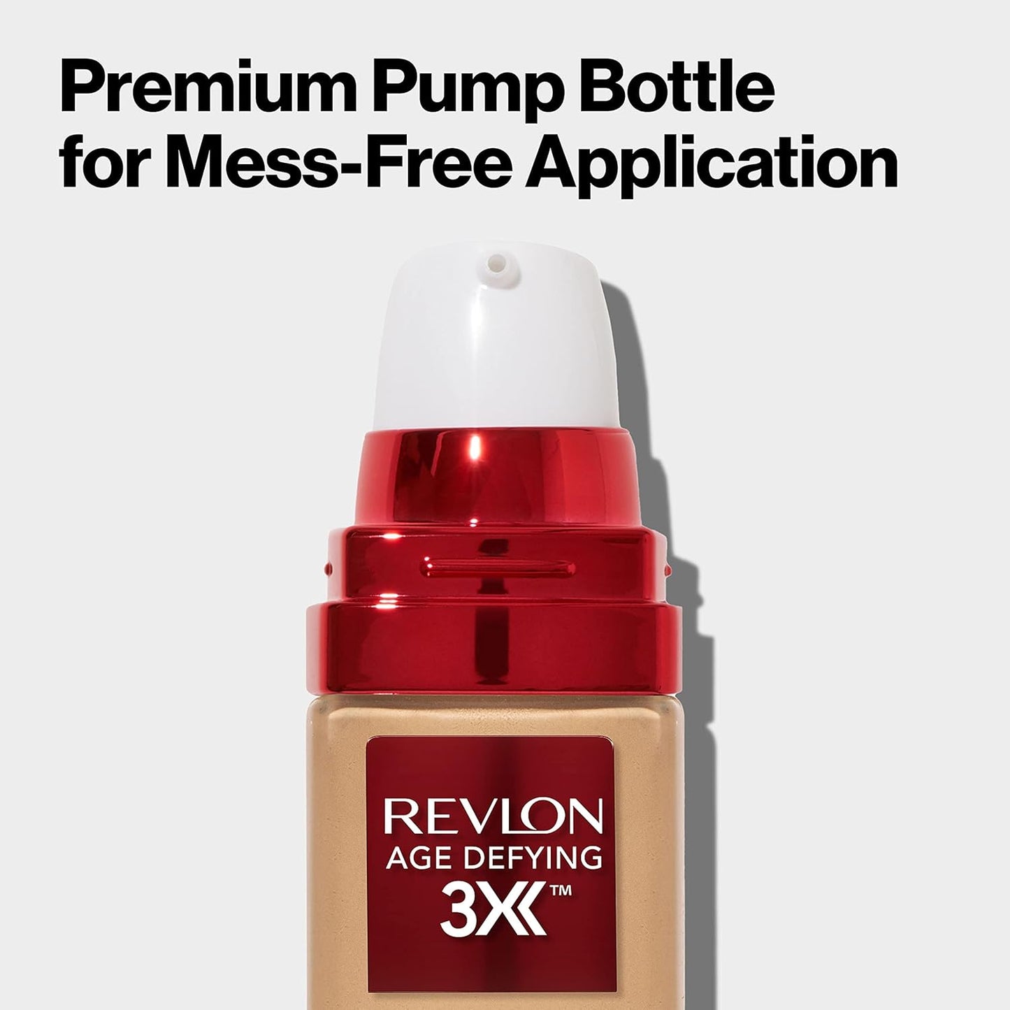 Revlon Liquid Foundation, Age Defying 3XFace Makeup, Anti-Aging and Firming Formula, SPF 30, Longwear Medium Buildable Coverage with Natural Finish, 050 Honey Beige, 1 Fl Oz