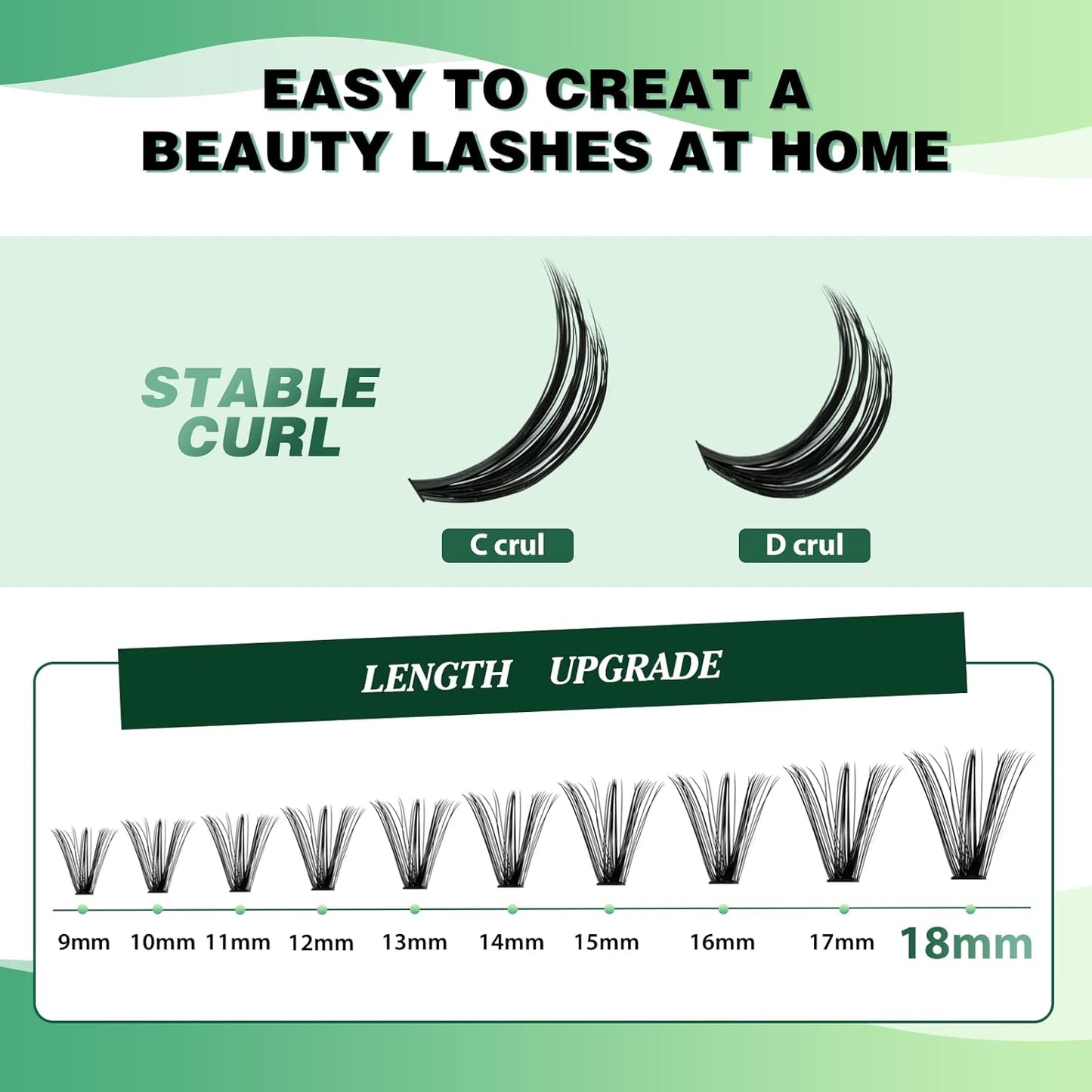 KEYYOU Lash Clusters 300pcs Individual Lashes 40D 0.07D Curl 9-18MIX DIY Eyelash Extension Large Tray Volume Soft&Natural Cluster Lashes(40D-0.07D,9-18MIX