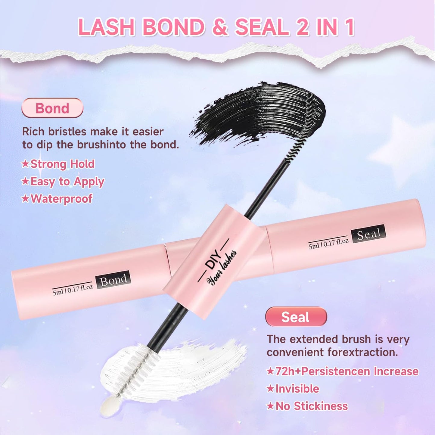 Lash Extension Kit DIY 240pcs Lash Clusters Eyelash Extension Kit, 8-16mm 30D 60D Individual Lashes Kit with Lash Bond and Seal, Lash Tweezers for Self Use (30D&60D, 0.07D, 8-16mm, Kit)