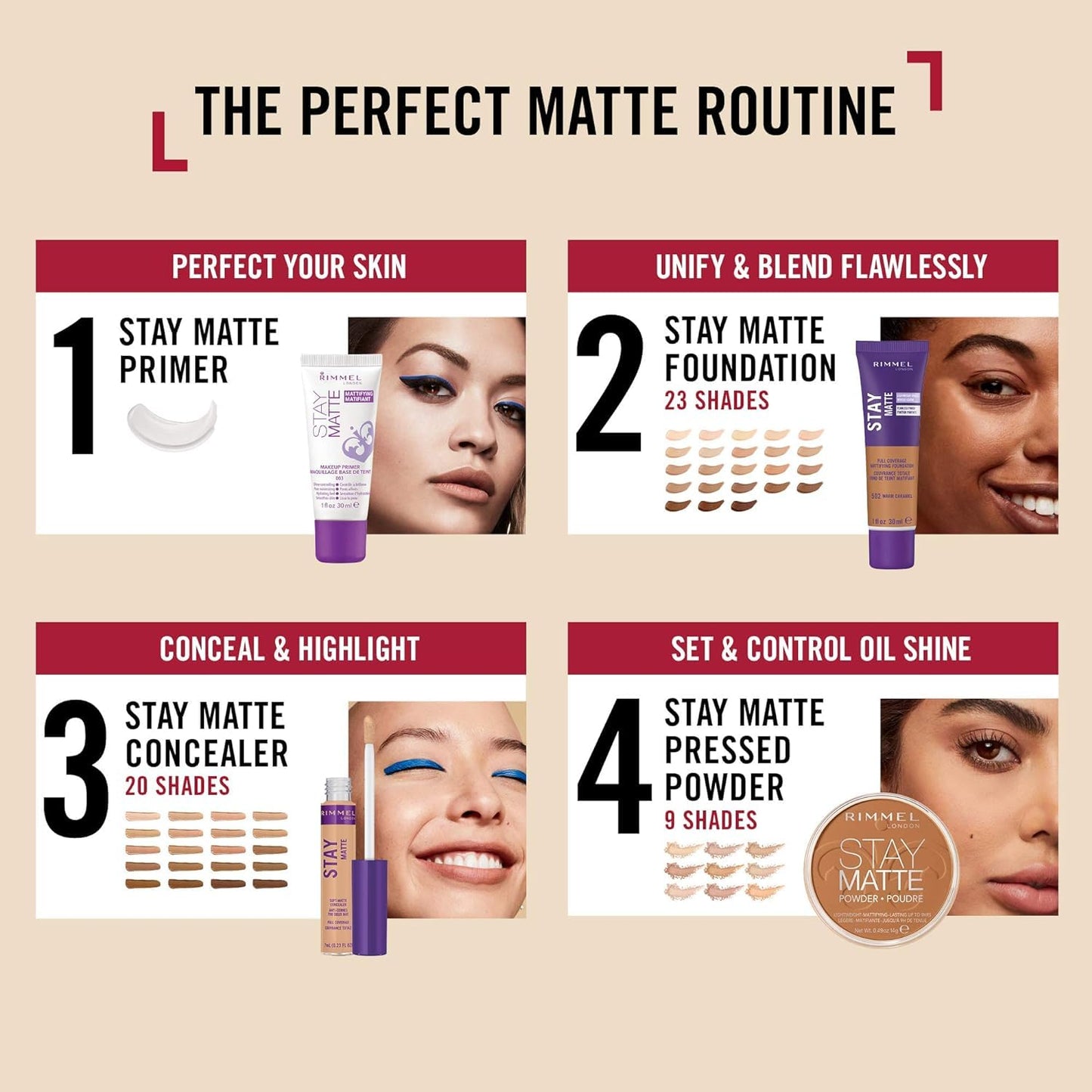 Rimmel London Stay Matte - 532 Golden Amber - Concealer, 24-Hour Wear, Shine Control, Fights Free Radicals, 0.23oz