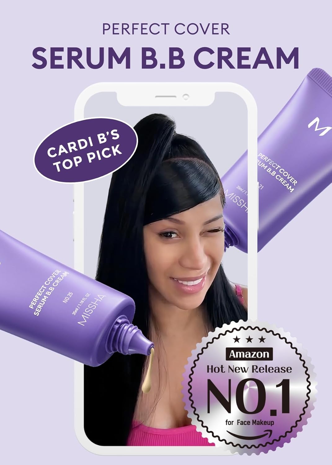 MISSHA M PERFECT COVER SERUM BB CREAM No.17 Fair- Fair with Cool Undertone, BB Cream by Cardi B Pick, Skin Tint, Tinted Moisturizer, Skin Care Foundation Makeup, Korean Makeup,1.18 Fl oz