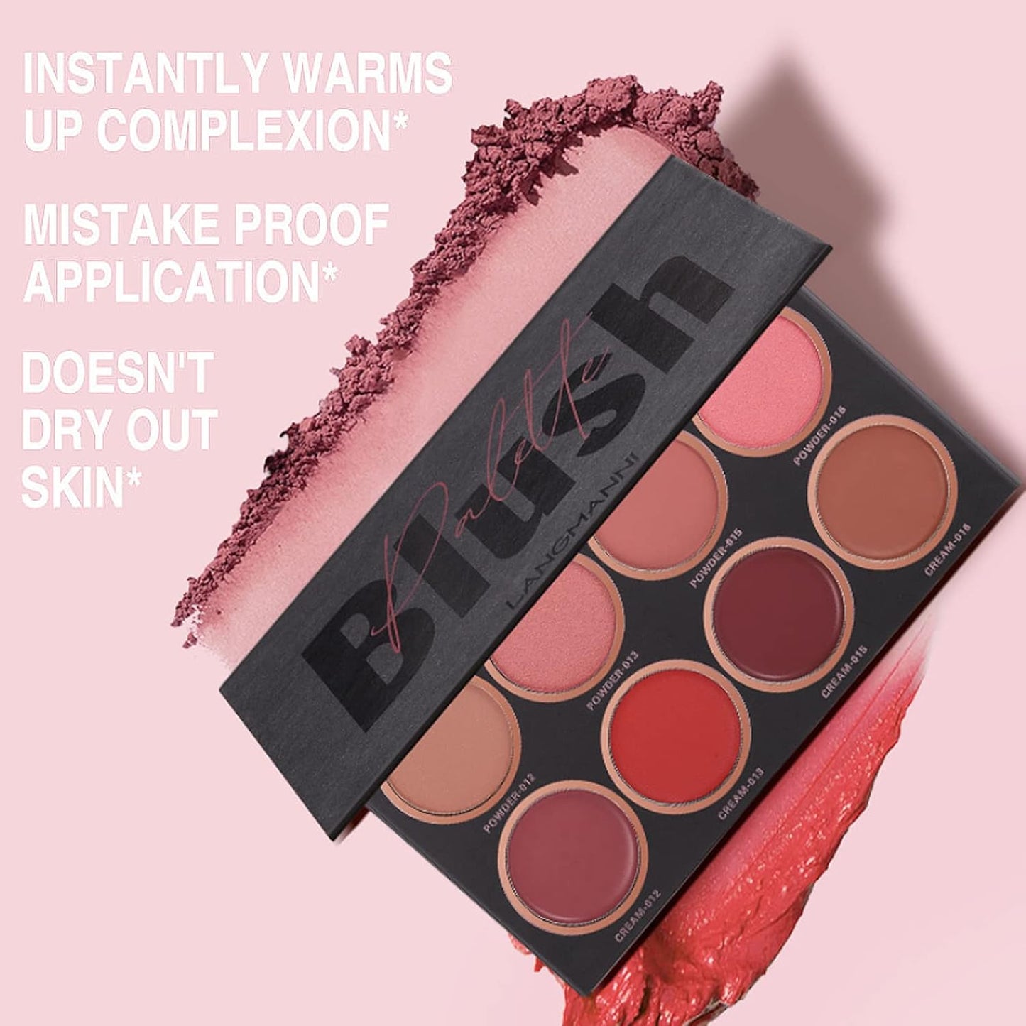 8 Colors Blush Palette, Matte Light Luxury Blush Powder Bright Shimmer Face Blush, Contour and Highlight Blush Palette, Professional Facial Beauty Cosmetic Makeup Blush