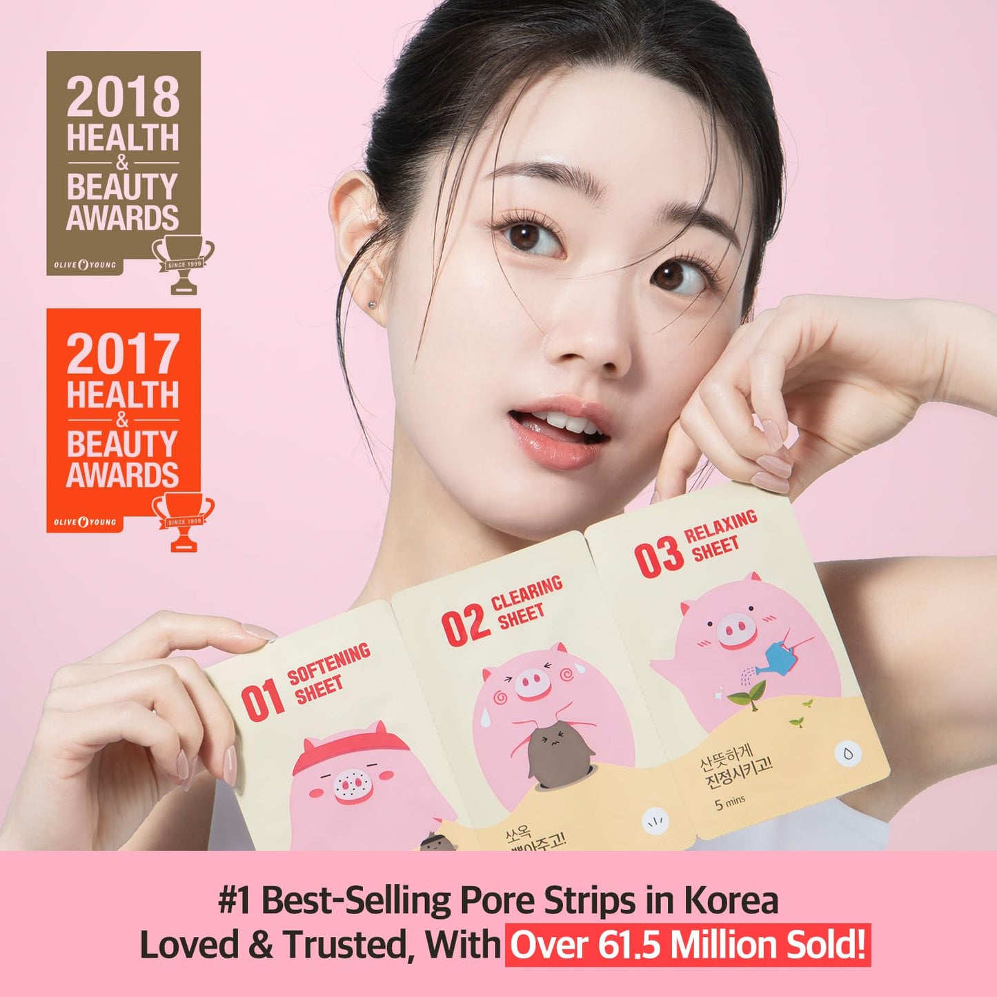 3-Step Blackhead Remover Nose Strips | Korean Pore Strips for Instant Blackhead & Clogged Pore Removal | Deep Cleansing & Pore Care | Hydrolyzed Collagen for Hydration | (10 Count)