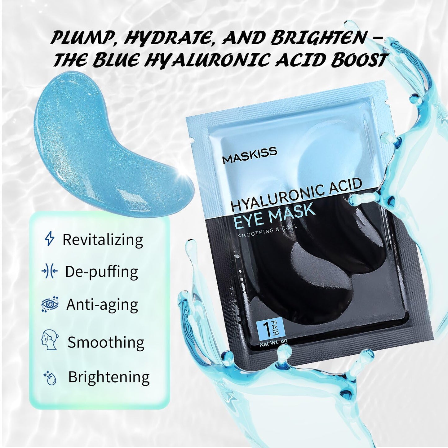 Under Eye Patches (30 Pairs), Hyaluronic Acid Eye Masks for Dark Circles Puffy Eyes Undereye Bags, Collagen Eye Patches for Wrinkles and Hydrate, Skin Care Gift for Her