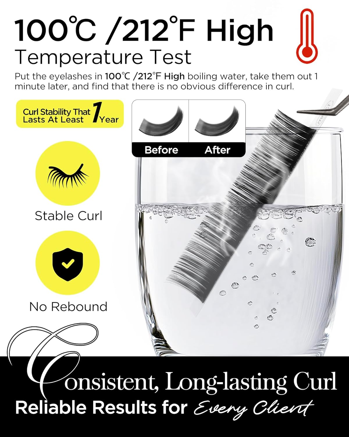 BEYELIAN Eyelash Extension 0.15 D Curl 7-15mm Mixed Tray Easy Fan Lash Extensions Volume Lashes 100°/212°F High Temperature Resistant Classic Professional Use Natural Matte Black(0.15 D 7-15mm Mix)