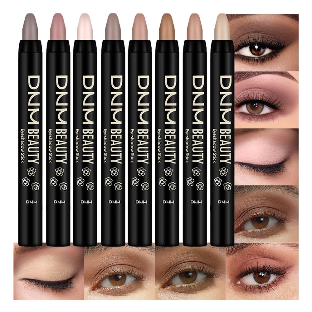 Kaely 8Pcs Cream Eye Shadow Sticks Set, Matte Eyeliner Pencil Eyeshadow Palette Makeup, Eye Highlighter Brightener Stick for Older Women Waterproof Pigmented, sombras para ojos, New-12