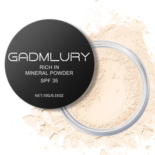 Mineral Setting Powder, SPF 35, Sunscreen Fair Face Loose Blurring FinishingPowder, Sheer Coverage, Weightless and Oil Control, Extend Base Makeup(#02 Fair Setting Makeup)