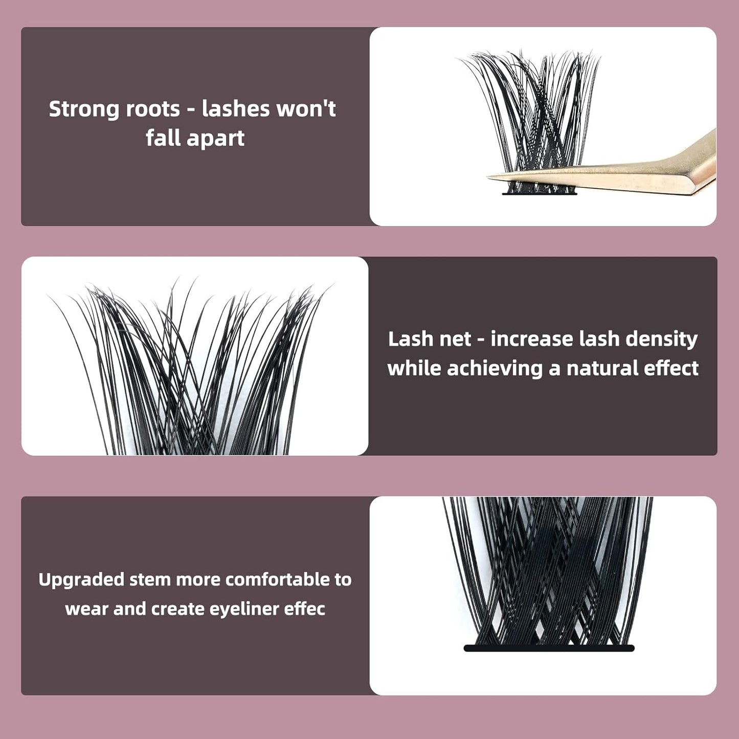 QUEWEL Cluster Lashes 72 Pcs Wide Stem Individual Lashes C/D Curl 8-16mm Length DIY Eyelash Extension False Eyelashes Soft for Personal Makeup Use at Home (honey01-D-8)