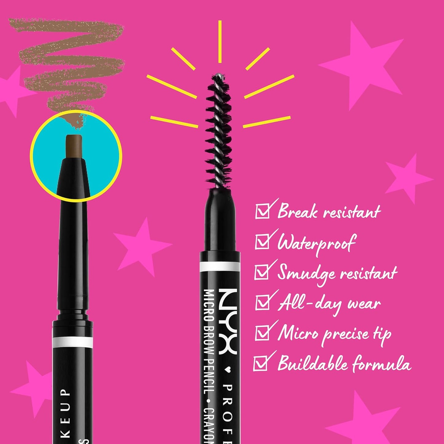 NYX PROFESSIONAL MAKEUP Micro Brow Pencil, Precise Eyebrow Pencil - Grey