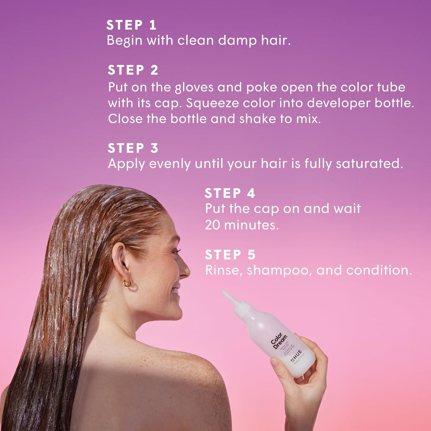 dpHUE Color Dream, Medium Brown - Ammonia-Free, Demi-Permanent Hair Color - Lasts 16 Washes - Boosts Shine - Paraben & Sulfate Free, Leaping Bunny Certified