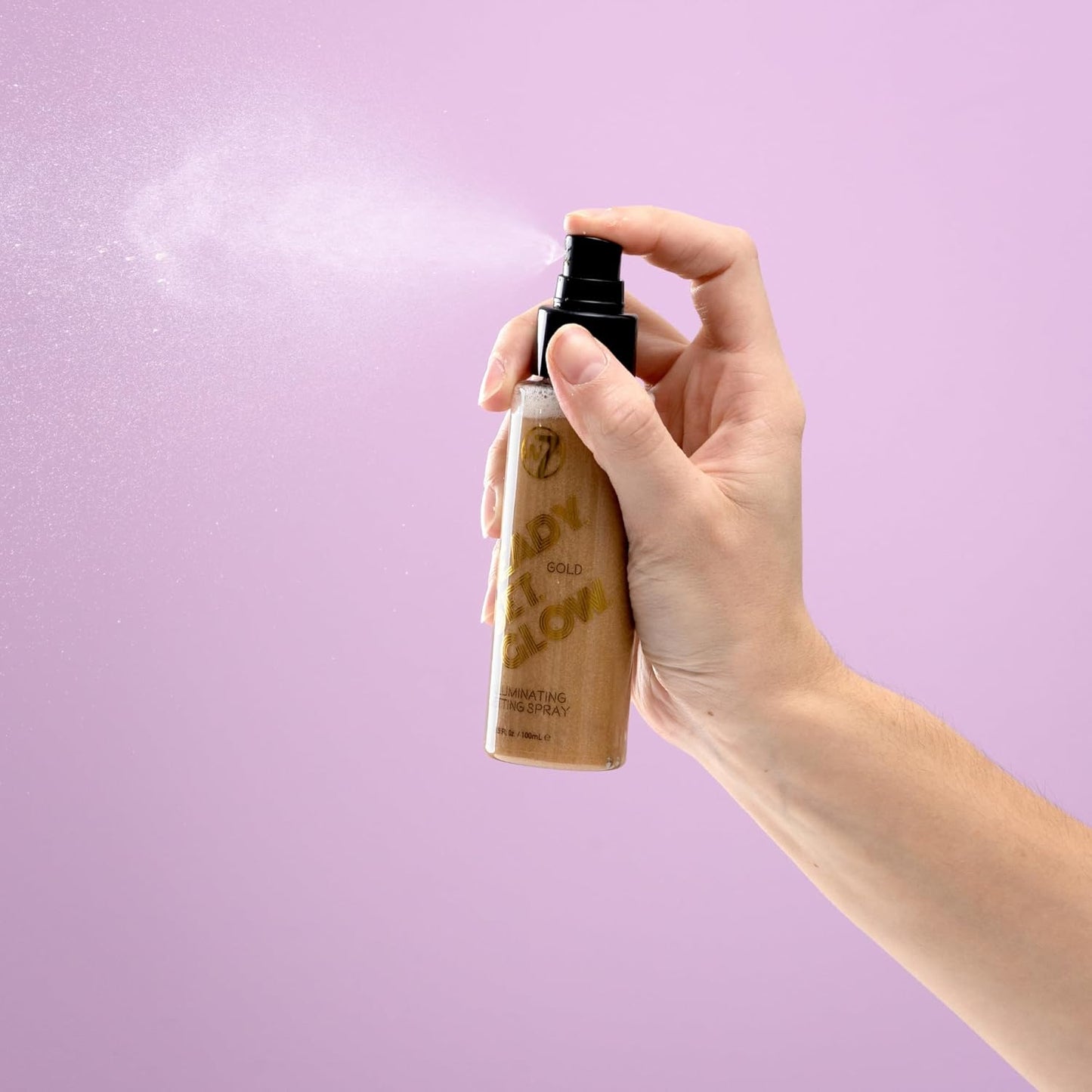W7 Ready Set Glow Trio - 3 Piece Set - Makeup Setting Spray - Shimmer Finish - Long-Lasting, Ultra-Fine Formula (Rose Gold, Gold & Holo)
