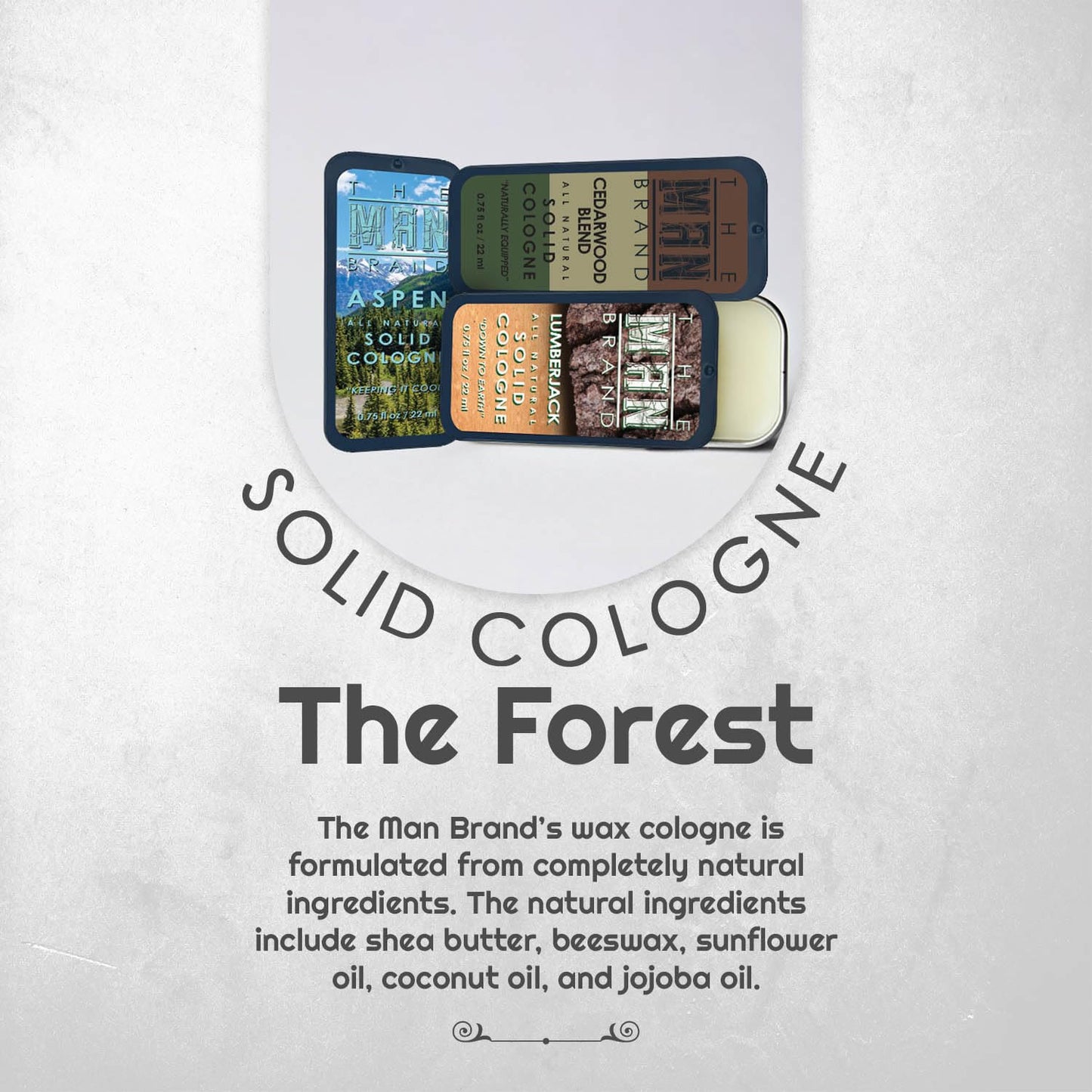 Solid Cologne Sample Set of 3 with Cedarwood Blend, Lumberjack and Aspen Solid Cologne - Mens fragrance Sampler Set - (The Forest - 3 Pack - 0.75 oz each)