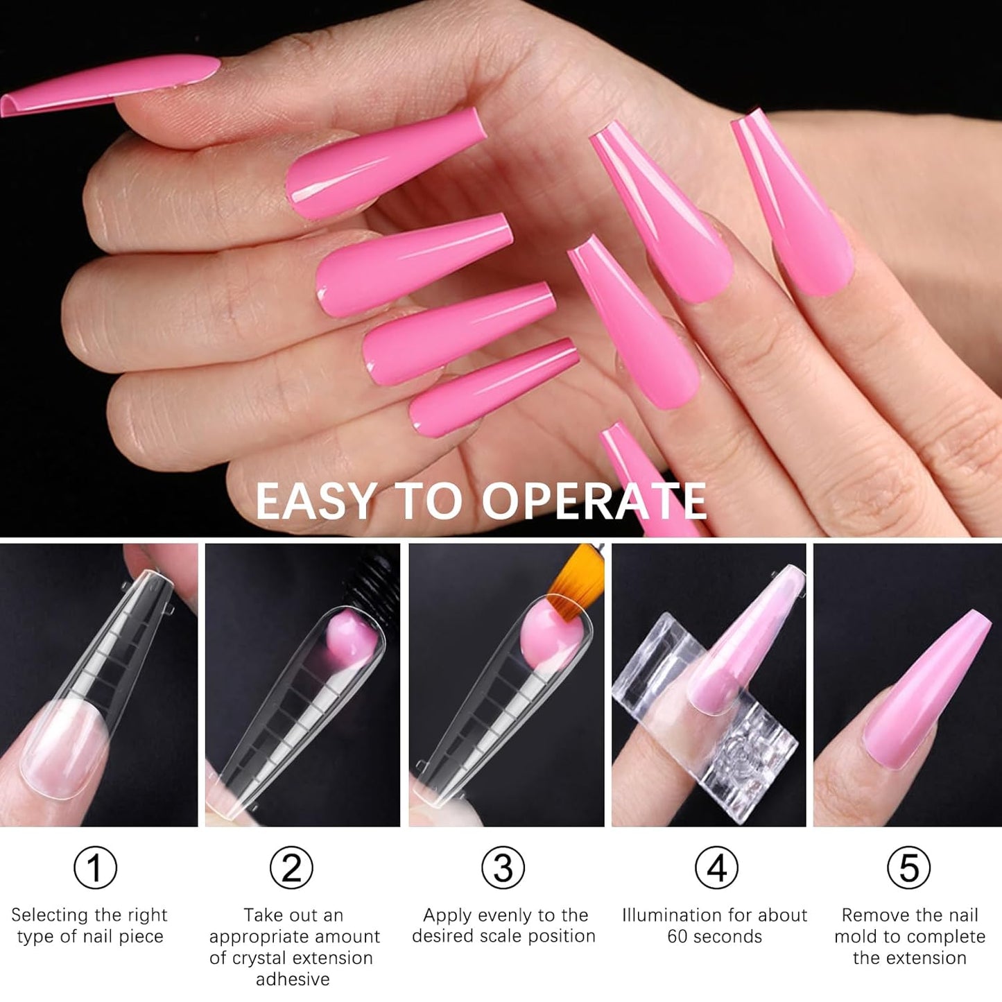 120 Pcs Poly Extension Gel Dual Nail Forms and Molds - Ballet Coffin Nail Forms Set for Gel Manicure DIY at Home