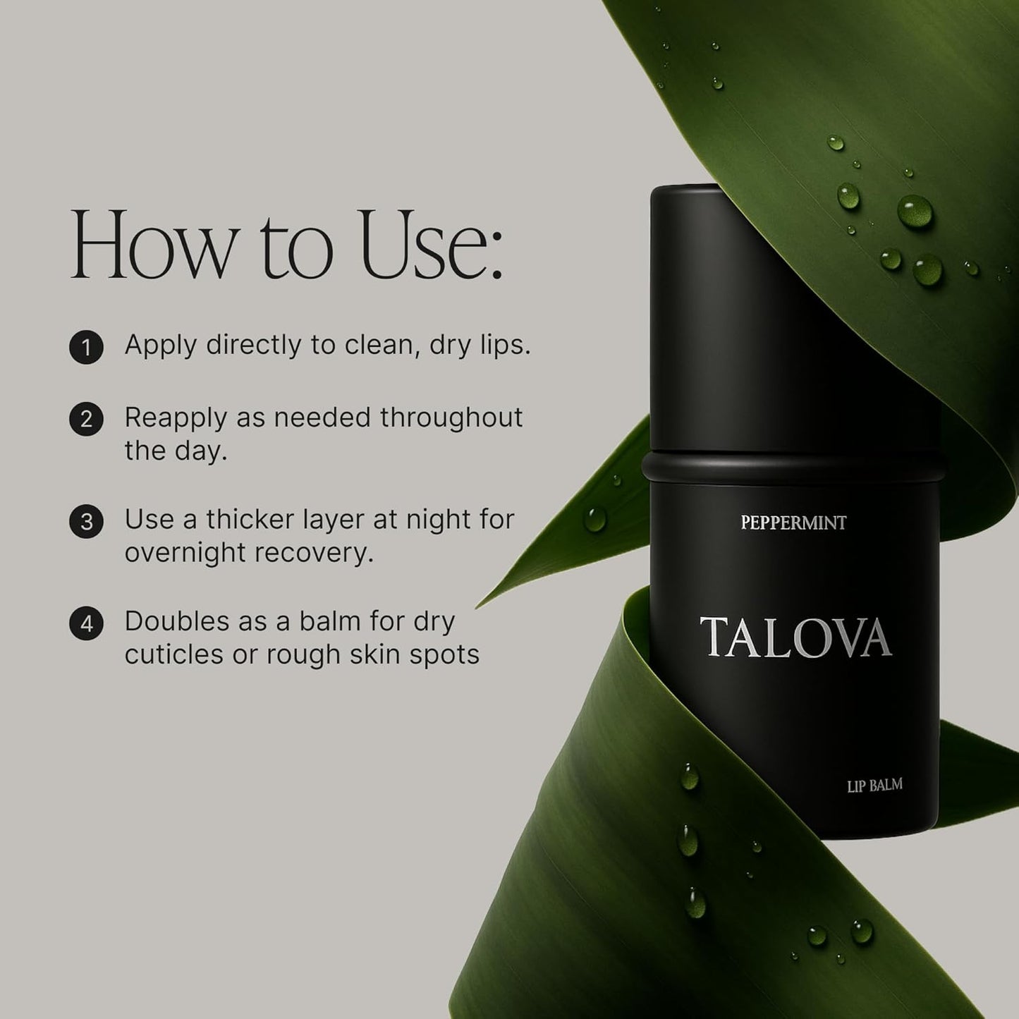 Peppermint Grass-Fed Tallow Lip Balm, Lip Sleeping Mask, Overnight Moisturizer, Natural & Clean Moisturizing Lip Balm w/Vitamins A, D, E, & K, Nourishes & Smooths Texture, Dry & Chapped Lips