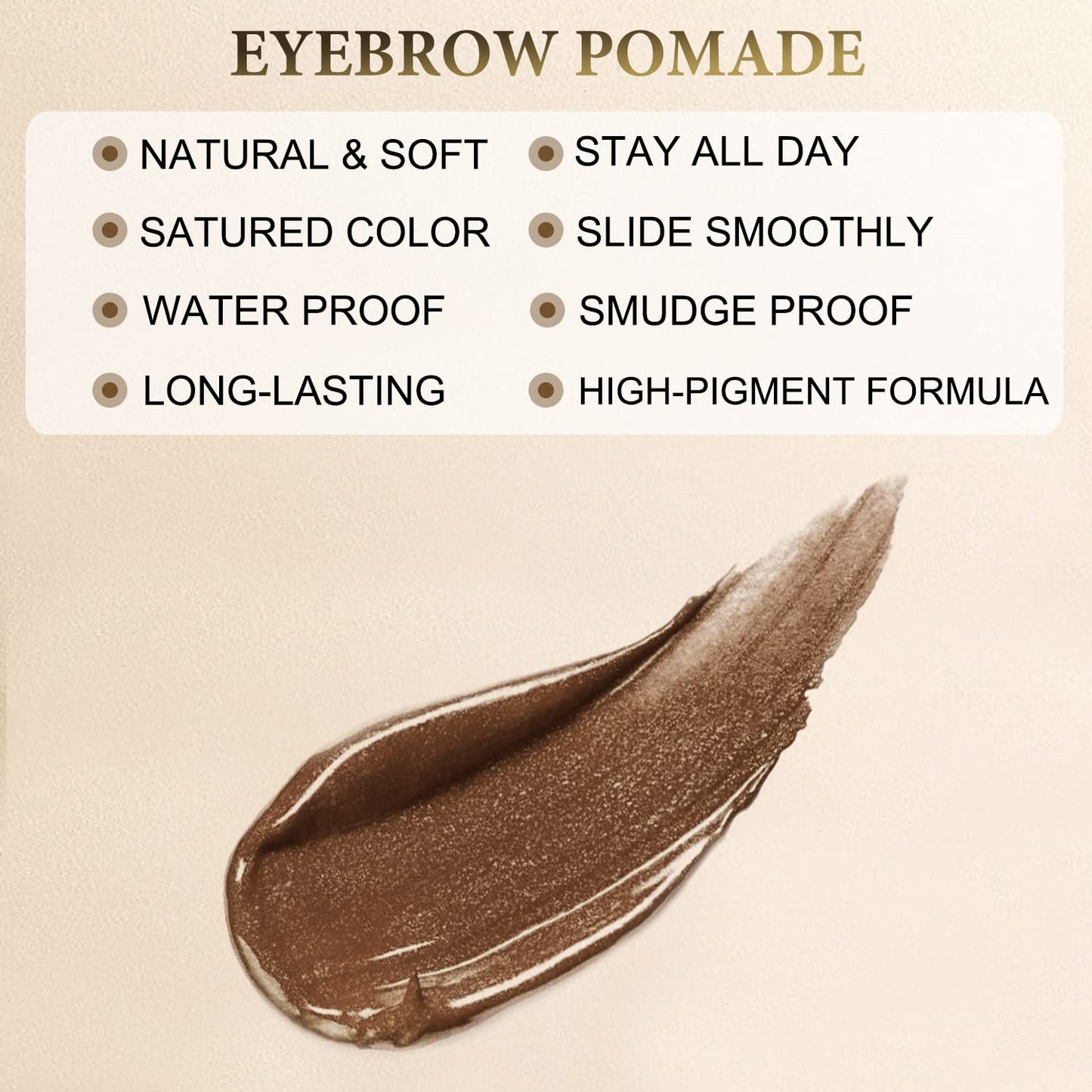 LAVONE Eyebrow Stamp Stencil Kit - Brow Stamp Trio with Waterproof Eyebrow Pencil, Pomade, 20 Stencils, Dual-ended Brush and Sponge Applicator - Chocolate