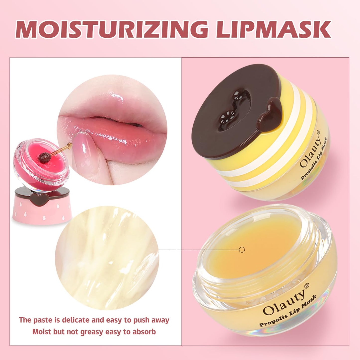 6 PCS Bee Lip Balm Lip Care,Fruit Extract &Vitamin E with Propolis Lip Sleeping Mask Honey Pot,Hydrating Prevention Dry,Moisturizing Lip Mask Overnight Reduces Lip Lines