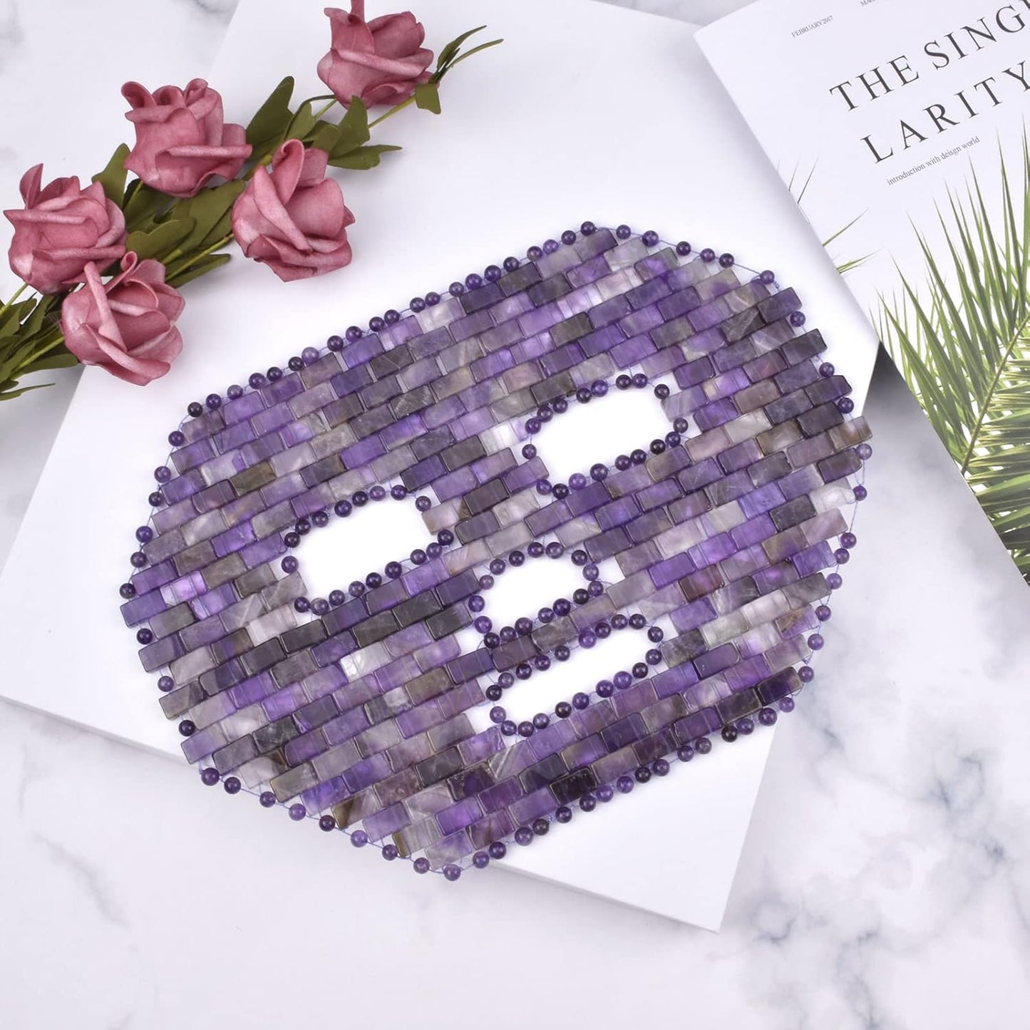 Jade Facial Mask｜100% All Natural Jade Sleep Mask｜Diminish Puffiness｜Soothe Eye Fatigue (Purple)