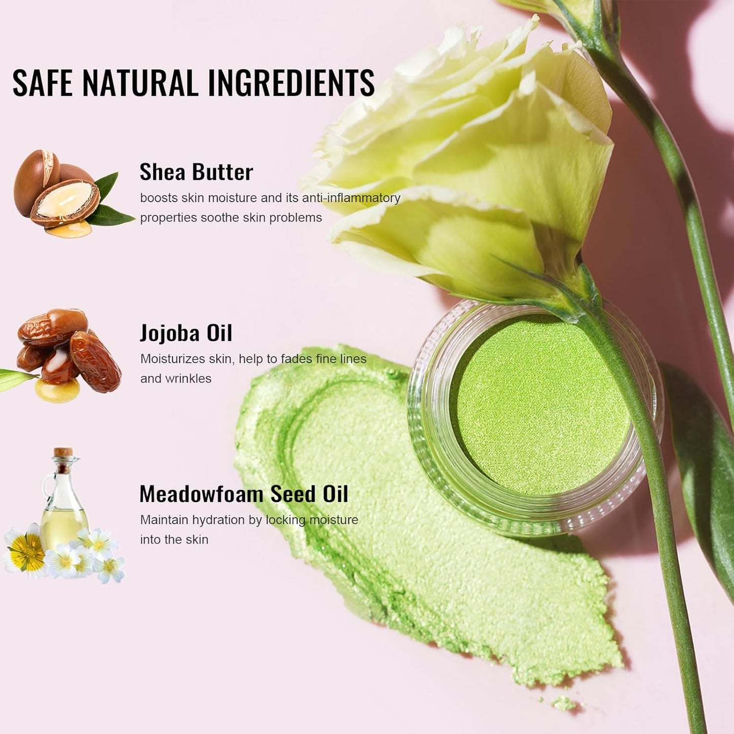 Oulac Pink Cream Eyeshadow also for Highlighter Large Capacity Highly Pigmented Eye Shadow Waterproof &Long Lasting with Moisturizing Formula 11