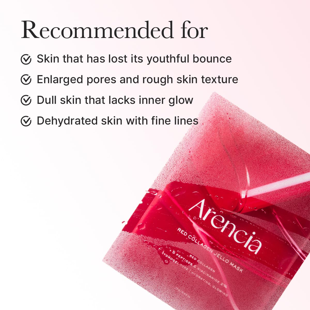 Red Collagen Jello Mask, Plump & Hydrating x 4ea, Overnight Hydrogel Mask for Dry, Mature Skin, Packed with Collagen, 5 Peptides, 2% Niacinamide