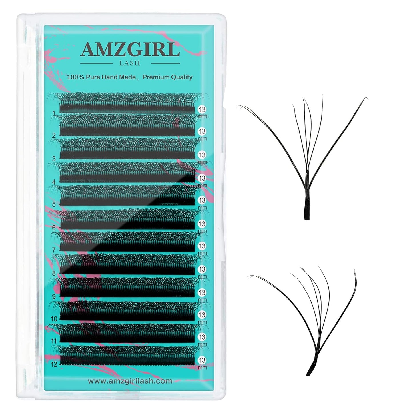 Individual Lashes Cashmere Volume Lash Extensions D Curl 8DW Premade Eyelashes Mixed and Single Tray,Soft and Dense Rapid Blooming Lashes,Eyelash Extensions for Professional Use(13mm)