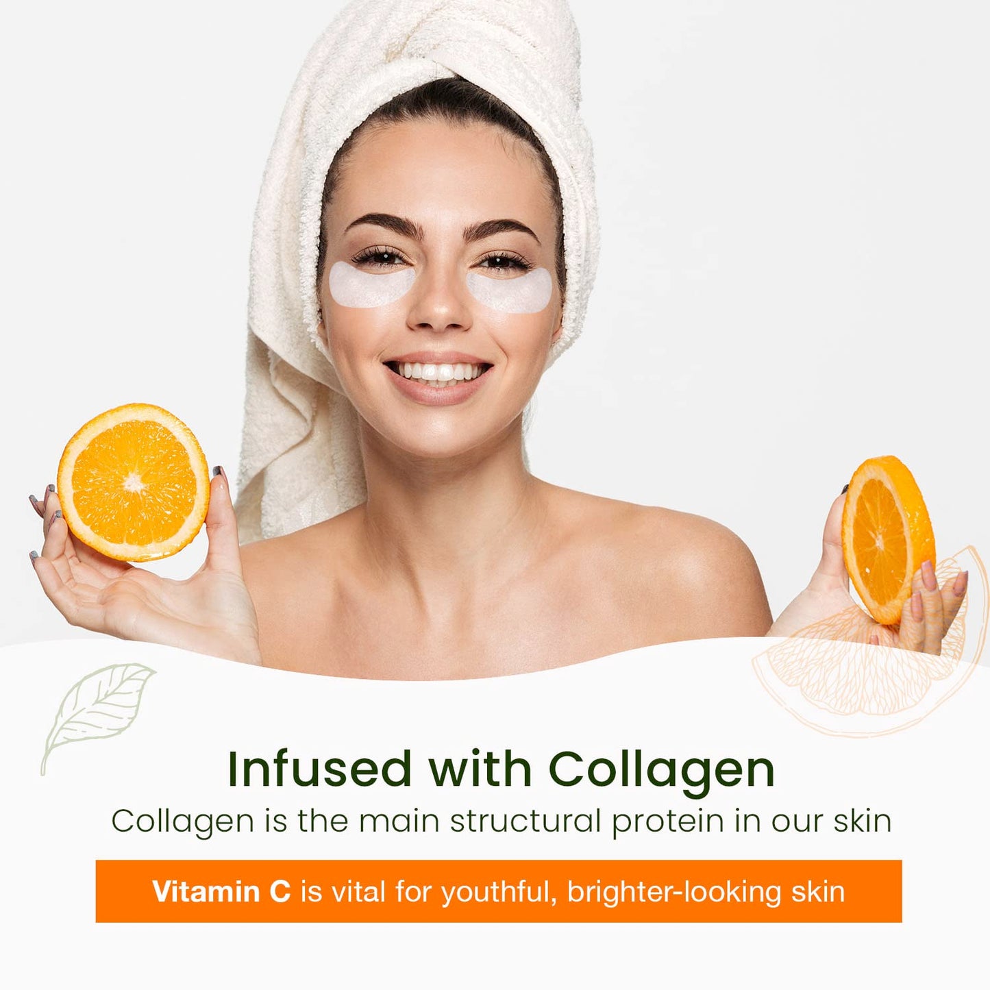 Vitamin C & Collagen Eye Pads - 5 Pairs, Reduce Dark Circles, Puffiness, Fine Lines, Anti Aging Under Eye Patches, Cruelty Free, Korean Skin Care, All Skin Types