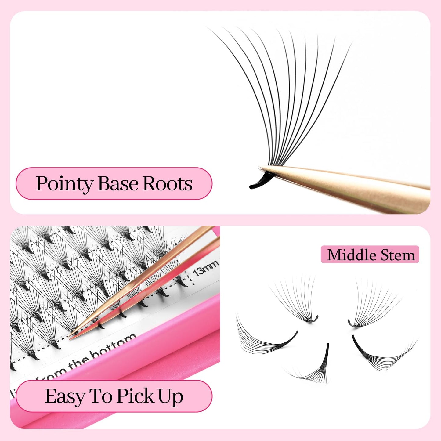 Premade Fans Eyelash Extensions 12D Volume Lash Extensions 0.05 Thickness Eyelash Extension C Curl Premade Lash Fans Mix 9-16mm Fluffy Soft Handmade Lash Fan(12D-0.05-C,9-16mm)