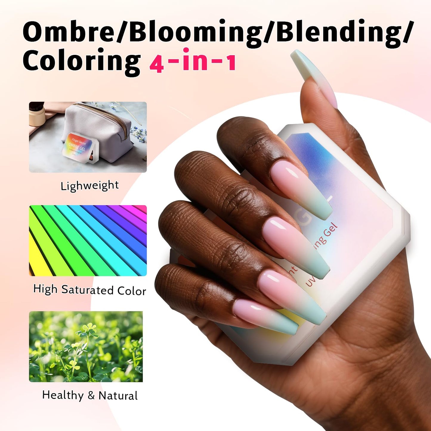 Sponge Pat Paint Nail Gel, Ombre Nails Gradient Gel Nail Blush Blooming Aura Nails Drawing Stripper Floral Painting DIY Nail Art, No Wipe, UV/LED Curing (12 Colors G)