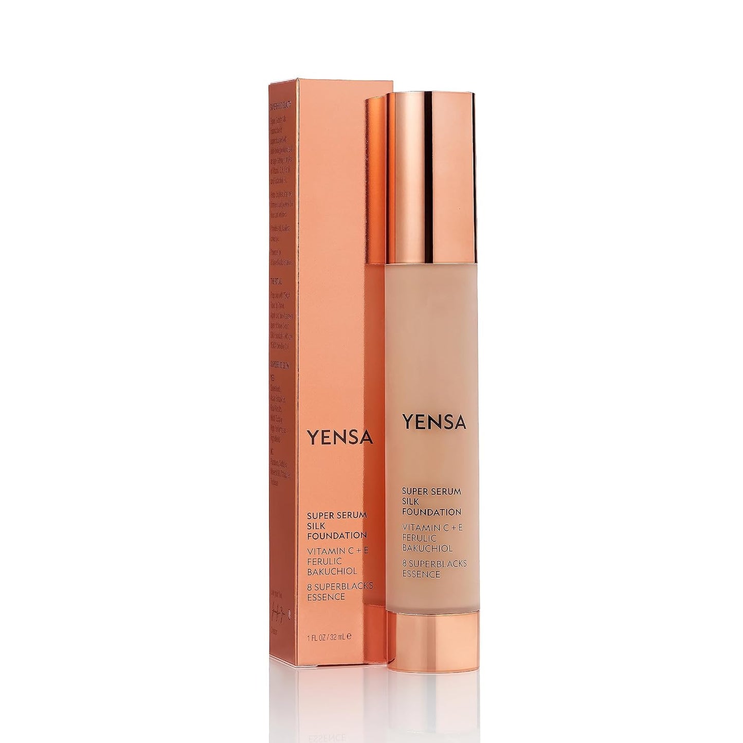 YENSA Super Silk Foundation - Full Coverage, Age-defying complex of Vitamin C, E, Ferulic, and Bakuchiol Oil (Deep 2) 1.0 fl oz