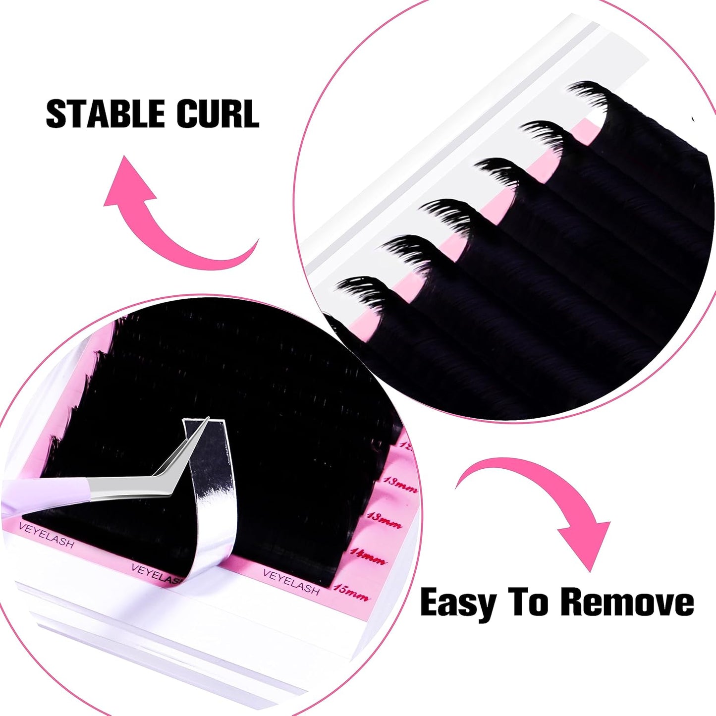 VEYES INC Cashmere Smart Fan Lash Extensions 0.03 0.05 0.07 C/CC/D Curl 8-20mm Mixed & Single Length, Super Matte Black Volume Lashes, Professional Supplies for Lash Techs (0.07 CC 15mm)