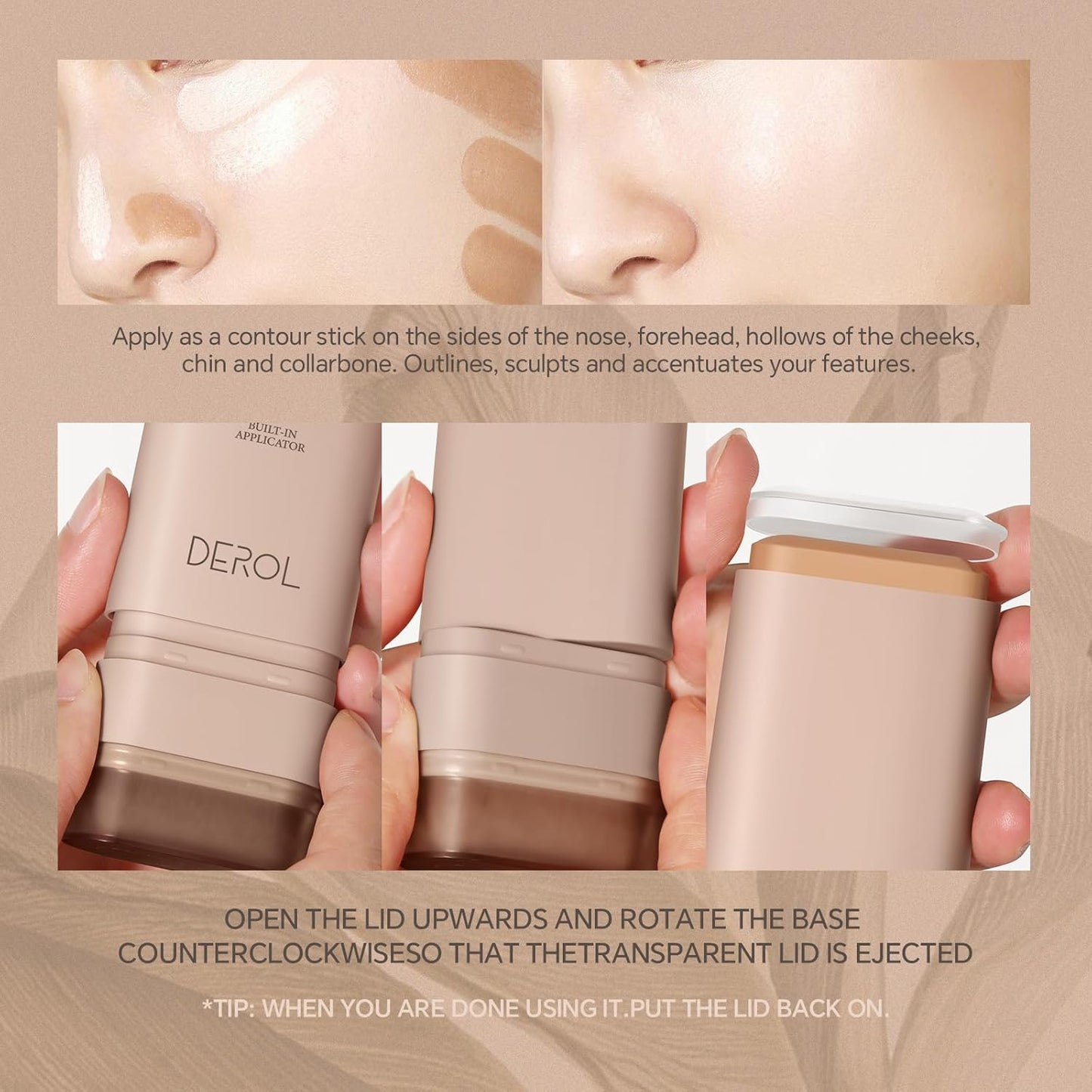 Multi-Use Foundation Stick Makeup with Brush,High Coverage Blendable Lightweight Contour Stick,Waterproof Flawless Natural Finish Creamy Foundation Makeup,Longwear Face Makeup Stick(#1)