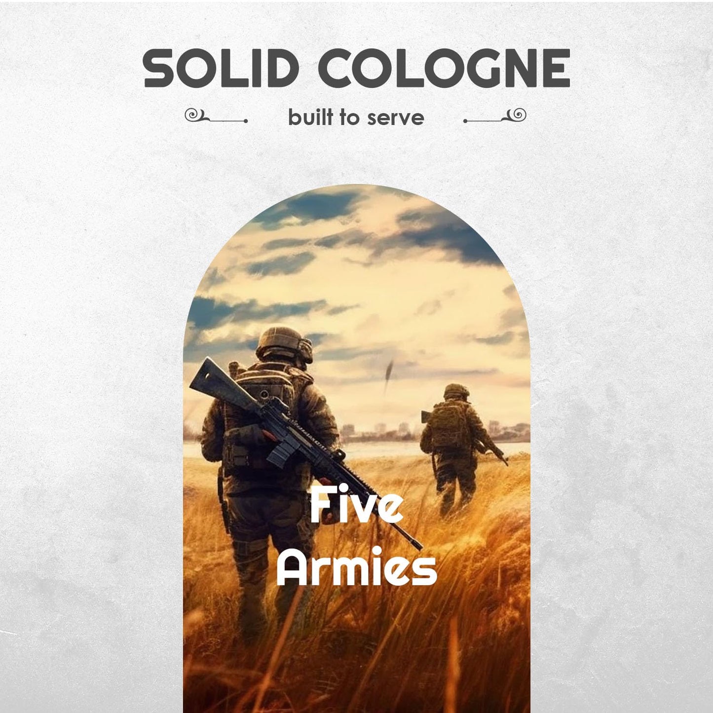 Solid Cologne Set of 5 with Bay Rum Solid Cologne, Bourbon Solid Cologne, Business As Usual, Lumberjack, and Mysetry Man Cologne - Solid Cologne Sampler Set (Five Armies - 5 Pack - 0.75 oz each)