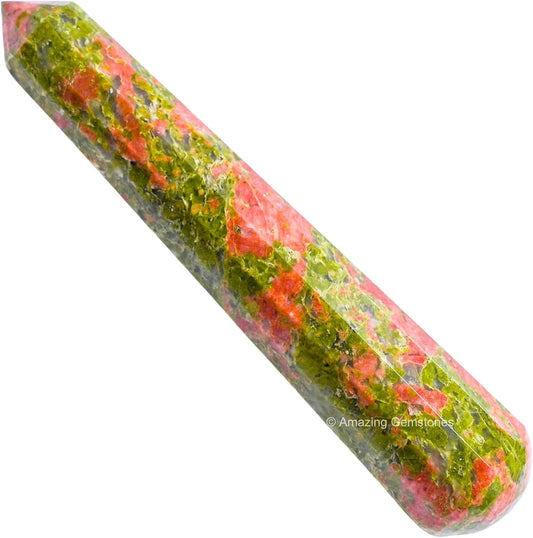 Amazing Gemstone Unakite Crystal Wand Massage Stick - Pelvic Wand Gua Sha for Adults - Crystals and Healing Stones Massage Wands for Adults Gifts (Pointed)