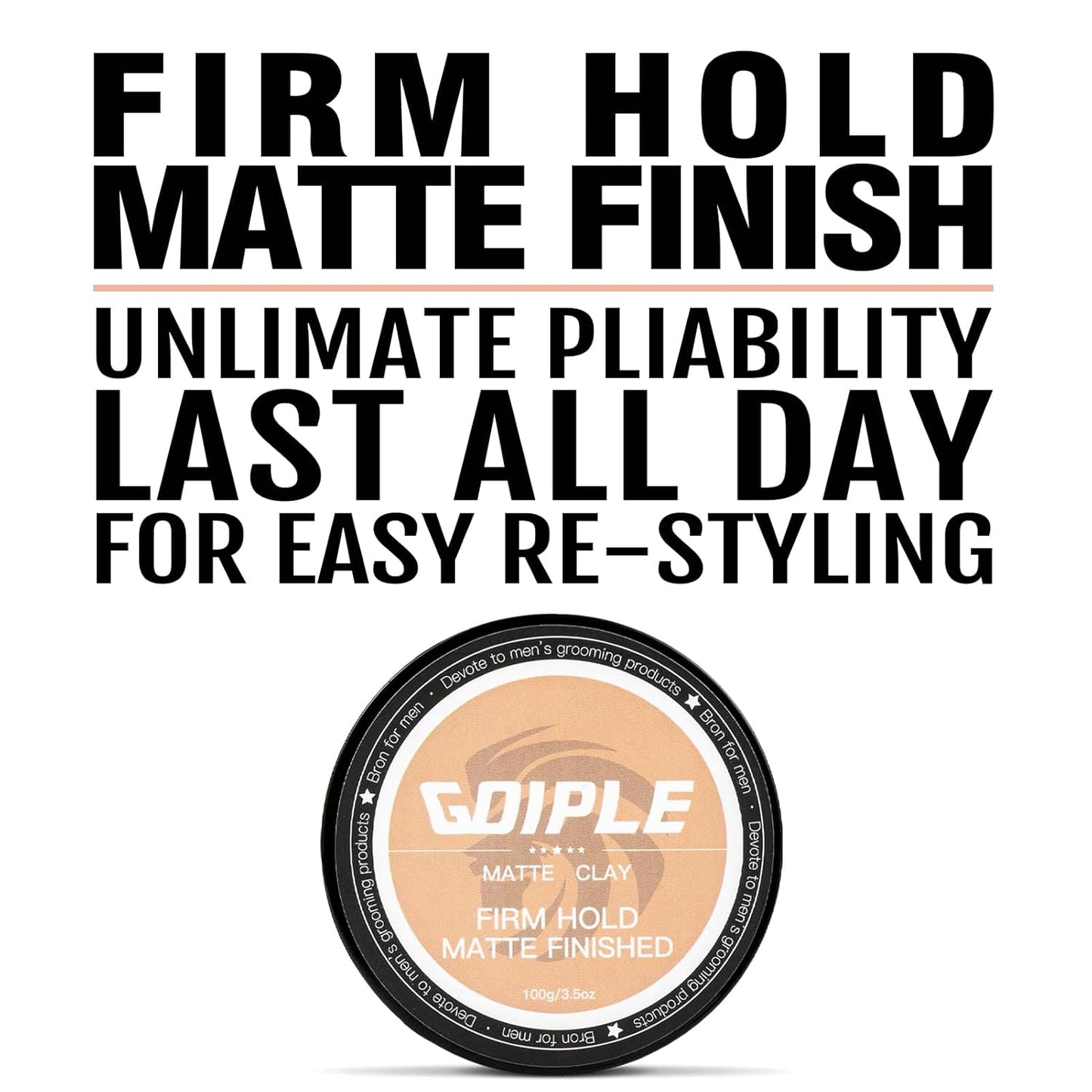 Hair Styling Clay, Matte Finish Hair Paste for Men, Water Based Matte Texture, Clay Pomade Ideal for All Men's Hair Types 100g (3.5oz)