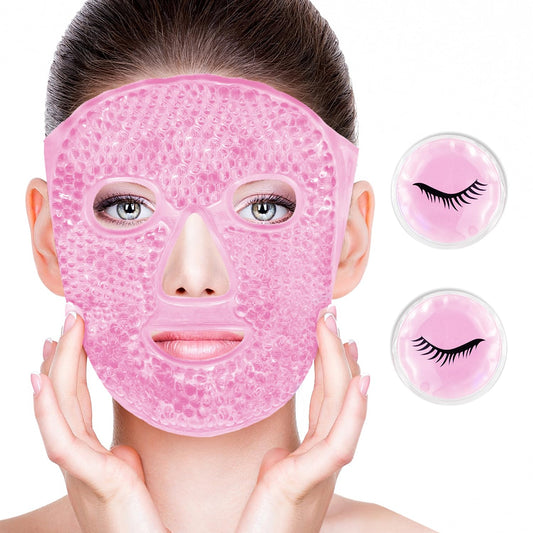 Cold Face Eye Masks Ice Face Mask Hot Cold Compress For Dark Circles, Puffiness, Migraines, Headache, Stress, Redness, Cooling Face Masks For Women Man, Skin Care