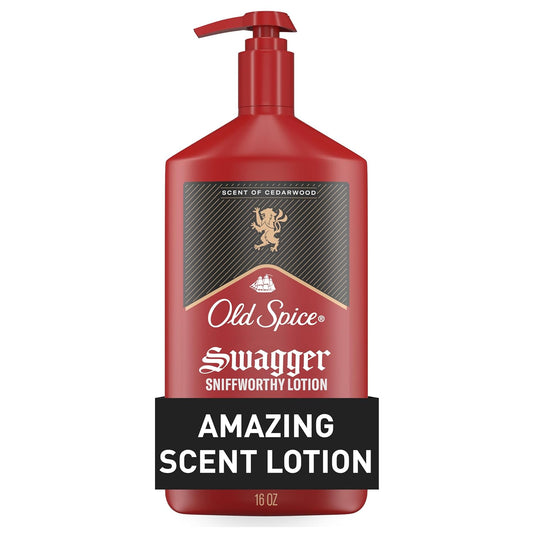 Old Spice Hand, Face & Body Lotion for Men, 24/7 Lightweight Moisturization with Amazing Scent, Instant Absorption, For All Skin Types, Swagger with Cedarwood Scent, 16 oz