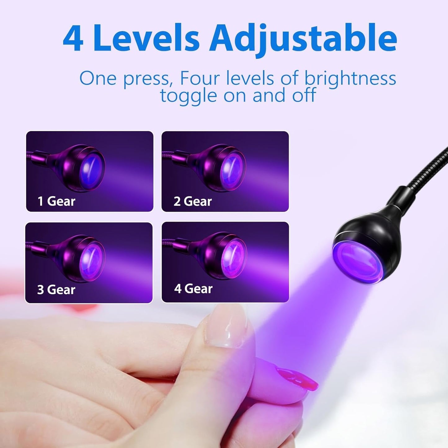 AORAEM LED Nail Lamp LED Light for Nails Quicky-Dry Gooseneck UV Nail Light with Phone Holder, Nail Dryer for Gel Polish with Portable Curing Lamp for Professional Home DIY Salon