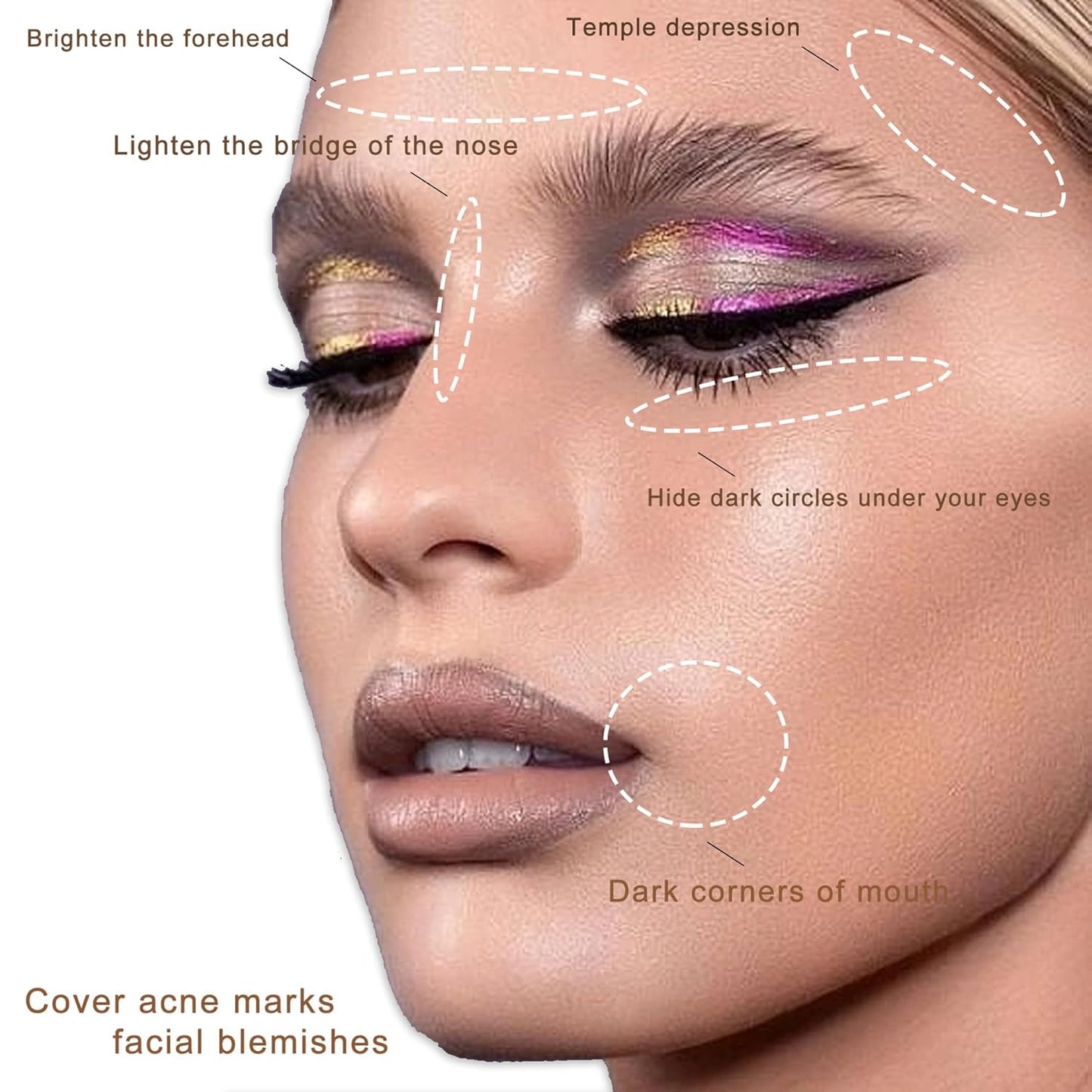 Cream Concealer Corrector Correcting Contour Makeup Set under Eye Concealer Cream Kit for Dark Circles and Blemish 6