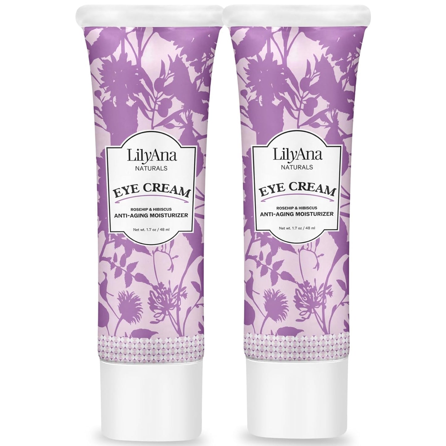 LilyAna Naturals Eye Cream for Dark Circles and Puffiness, Under Eye Cream for Wrinkles and Bags, Anti Aging helps Improve Dryness; for Sensitive Skin (1.7 Ounce, Pack of 2)