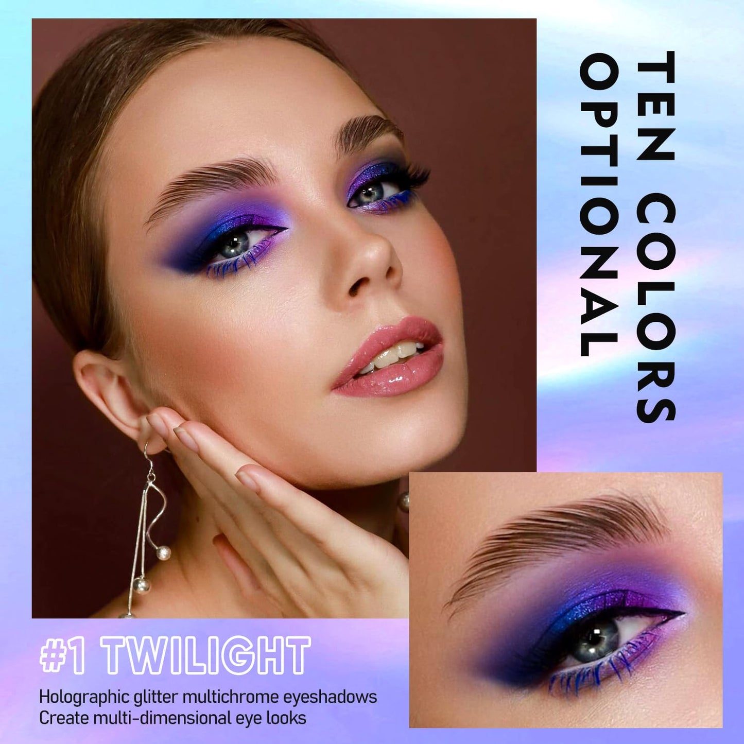MAKI YIKA 3Pc Glitter Eyeshadow Liquid Multichrome Eyeshadows Long Lasting, Metallic Chameleon Eye Shadow Smudgeproof Holographic Eye Topper Glitters (#1+6+7)