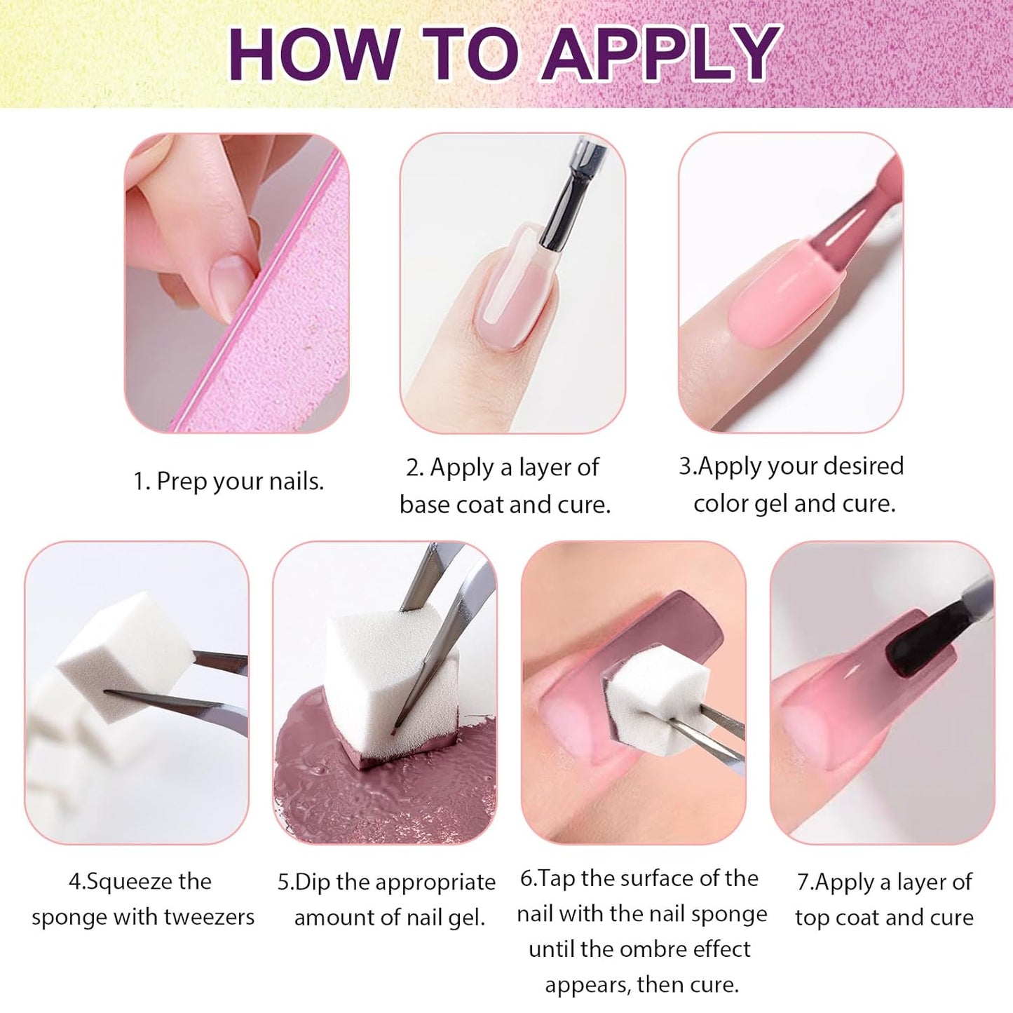 Gradient Painting Gel, 9 Colors Ombre Gel Nail Polish Brown Red Sponging for Pigment Pat Aura Nails French Manicure Long-lasting Soak of UV Home Salon DIY Nail Art Foreign Landscapes