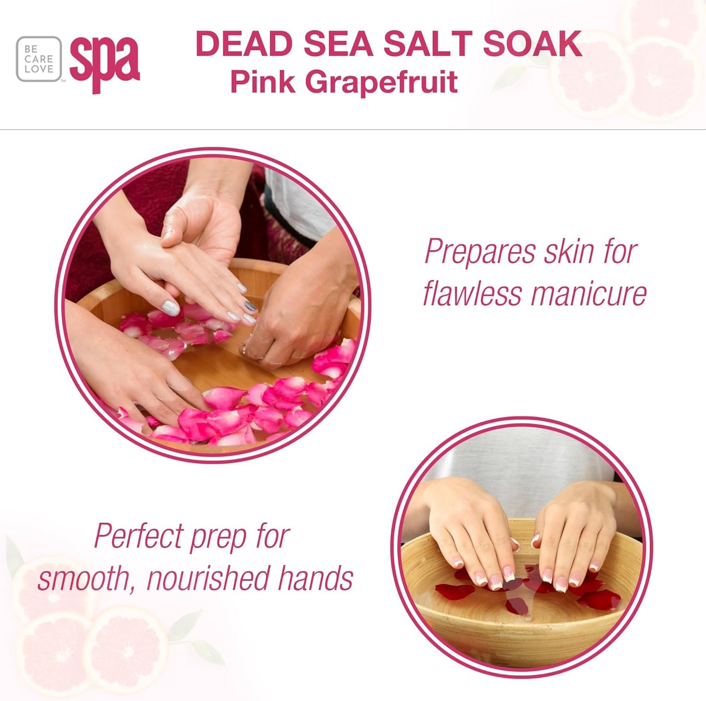 Be Care Love Spa: BCL SPA Energizing Pink Grapefruit Dead Sea Salt Soak with Organic Pink Grapefruit and Organic Argan Oil Made In USA 16 oz