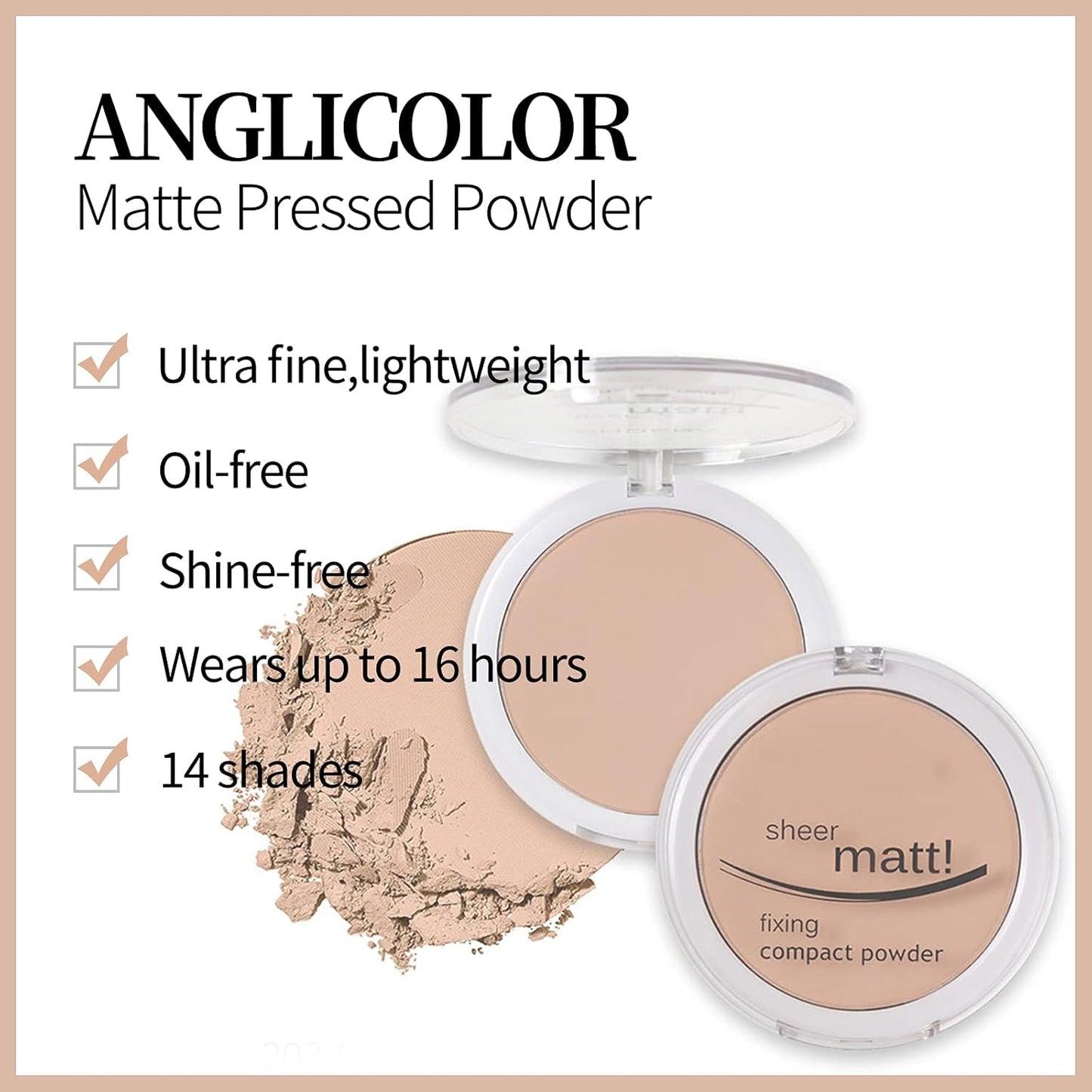 AQUAPURITY - PHOERA Sheer Matte Fixing Powder Makeup Base Fixer Setting Powder Foundation Fixing Compact Pressed Powder Long Lasting Make Up Fixer Skin Vitamin E Beauty Blender (204 Buff Beige…)