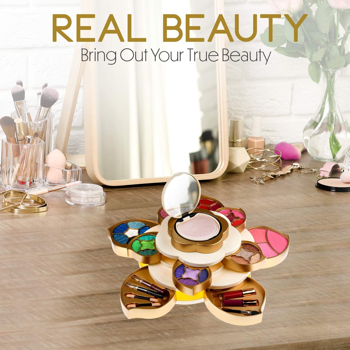 All In One Makeup Gift Kit for Woman and Teens | Makeup Flower Set with Eyeshadow Palette